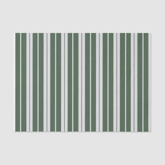 Modern Green White Striped Tissue Paper (Front)