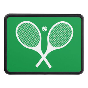 Modern Green White Tennis Racket Trailer Hitch Cover