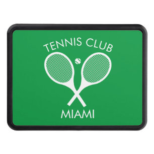 Modern Green White Tennis Racket  Trailer Hitch Cover