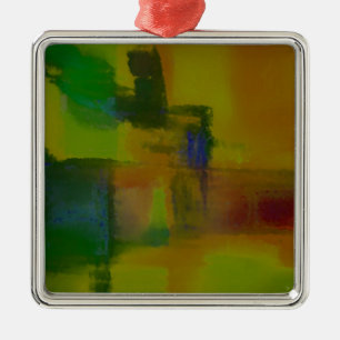 Modern Green Yellow Abstract Metal Ornament