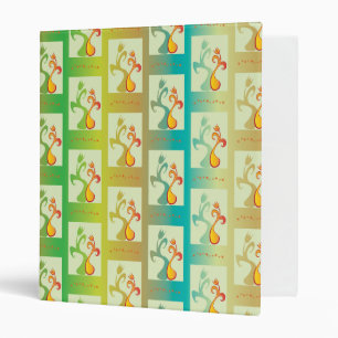 Modern Green, yellow and blue Tulip Couple pattern Binder