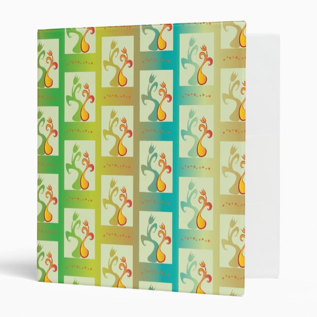 Modern Green, yellow and blue Tulip Couple pattern Binder (Front/Inside)