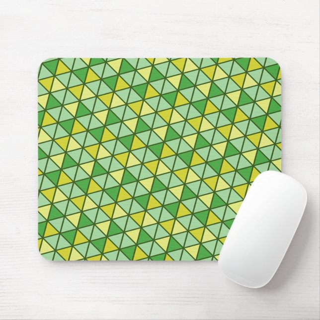 Modern Green Yellow Triangle Geometric Vector Art Mouse Pad (With Mouse)