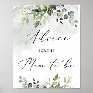 Modern greenery advice for the mom-to-be sign