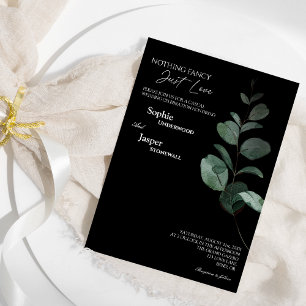Modern Greenery Black Nothing Fancy Wedding Invitation