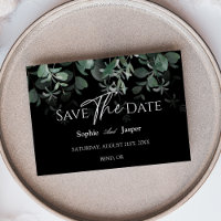 Modern Greenery Black Wedding Flat Save The Date