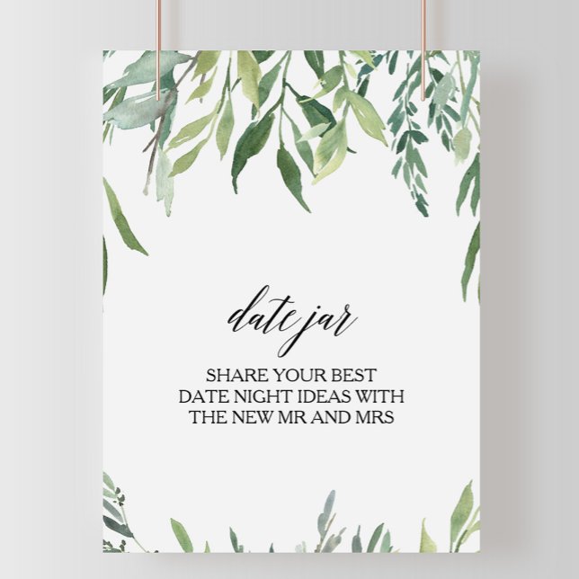 Modern Greenery Botanical Foliage Date Jar Sign (Creator Uploaded)