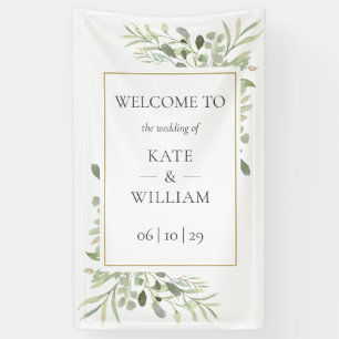 Modern Greenery Botanical Wedding Welcome Sign