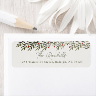 Modern Greenery Christmas Card Return Address