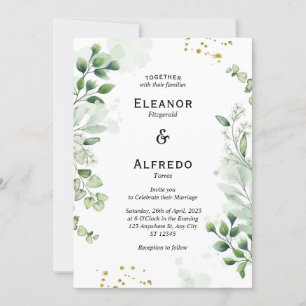 Modern Greenery Circle Wedding Invitation