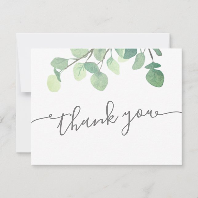 Modern Greenery Eucalyptus Baby Shower Thank You Card (Front)