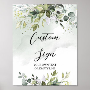 Modern greenery eucalyptus foliage custom sign