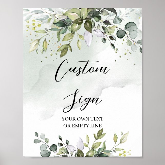 Modern greenery eucalyptus foliage custom sign (Front)