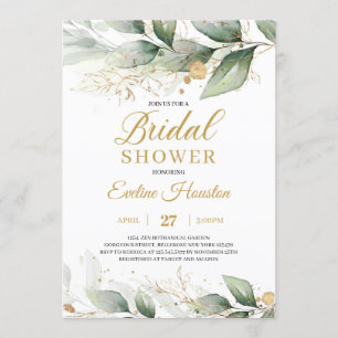 Modern greenery eucalyptus leaves Bridal Shower Invitation