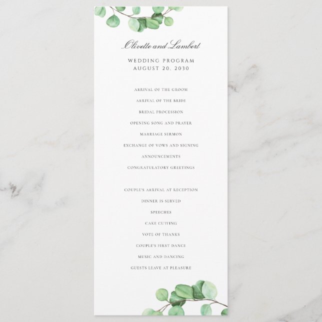 Modern Greenery Eucalyptus leaves Program (Front)