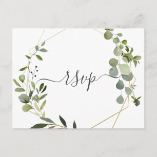 Modern Greenery Eucalyptus Wedding RSVP Invitation Postcard