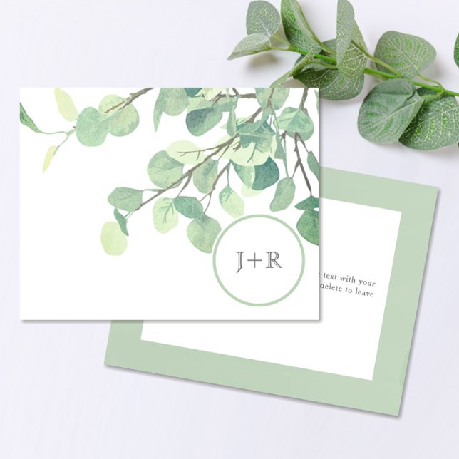Modern Greenery Eucalyptus Wedding Thank You Card (Creator Uploaded)