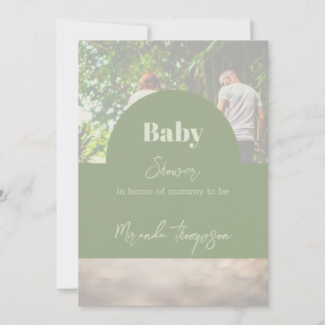 Modern Greenery Family Photo Baby Shower Invitation (Front)