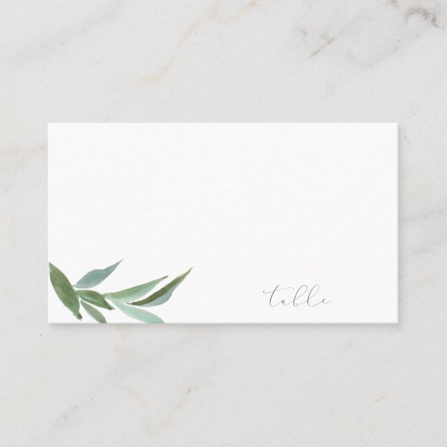 Modern Greenery Flat Place Card (Front)