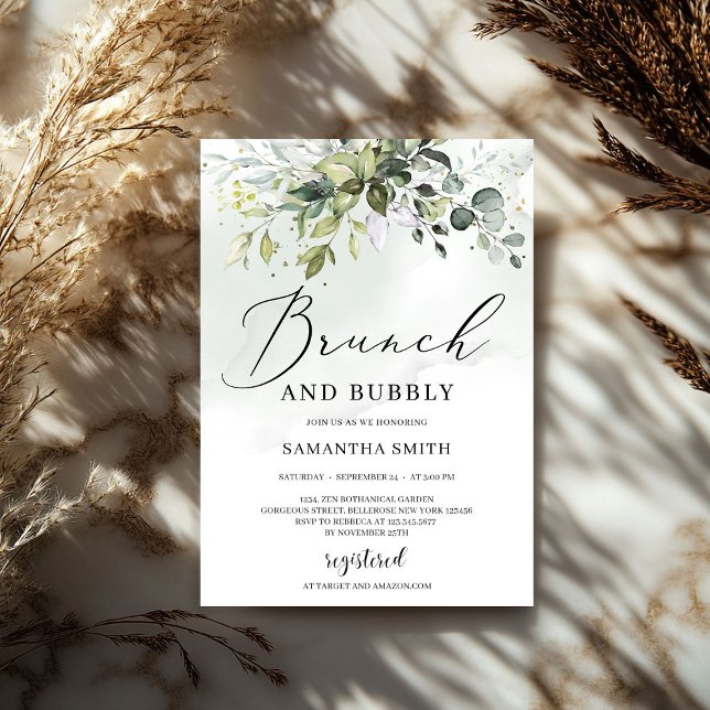 Modern greenery foliage brunch and bubbly bridal invitation (Modern greenery foliage brunch and bubbly bridal invitation)