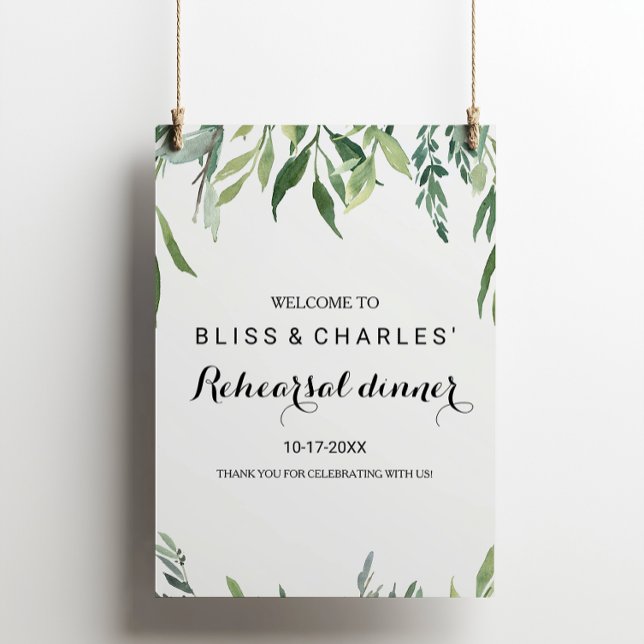Modern Greenery Foliage Rehearsal dinner Welcome Poster (Creator Uploaded)