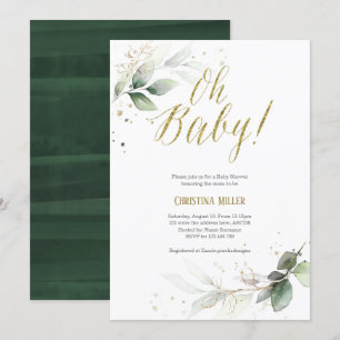 Modern, Greenery, Gender Neutral, Baby Shower Invitation