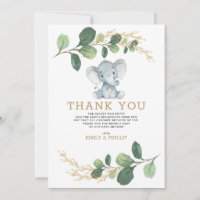 Modern Greenery Gold Elephant Neutral Baby Shower