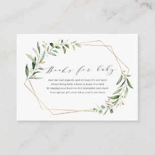 Modern Greenery Gold Geometric Books Request Enclosure Card