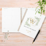Modern Greenery Gold Monogram 2021 Planner<br><div class="desc">Featuring delicate watercolor eucalyptus leaves greenery,  this chic design can be personalized with your gold monogram initial. Designed by Thisisnotme©</div>