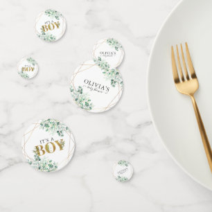Modern Greenery Its a Boy Eucalyptus Baby Shower Confetti