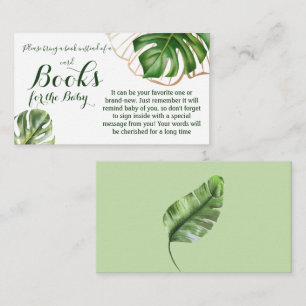 Modern Greenery Leaf Baby Shower Book for Baby Enclosure Card