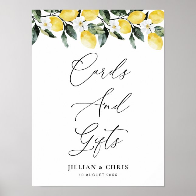 Modern Greenery Lemon Floral Cards & Gifts sign (Front)