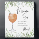 Modern Greenery Mimosa Bridal Shower Bar Sign Plaque<br><div class="desc">Can be fully customized to suit your needs >> background colour, font colour/style and arch colour can all be changed to suit your preference. © Gorjo Designs. Made for you via the Zazzle platform. // Looking for matching items? Other stationery from the set available in the ‘collections’ section of my...</div>