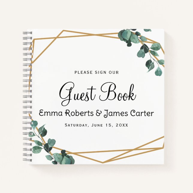Modern Greenery Minimalist Guest Book (Front)