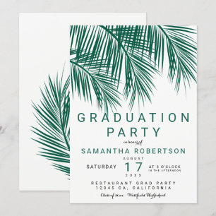 Modern greenery palm tree elegant graduation party invitation