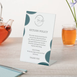 Modern Greenery Product Return Policy Plaque Pedestal Sign