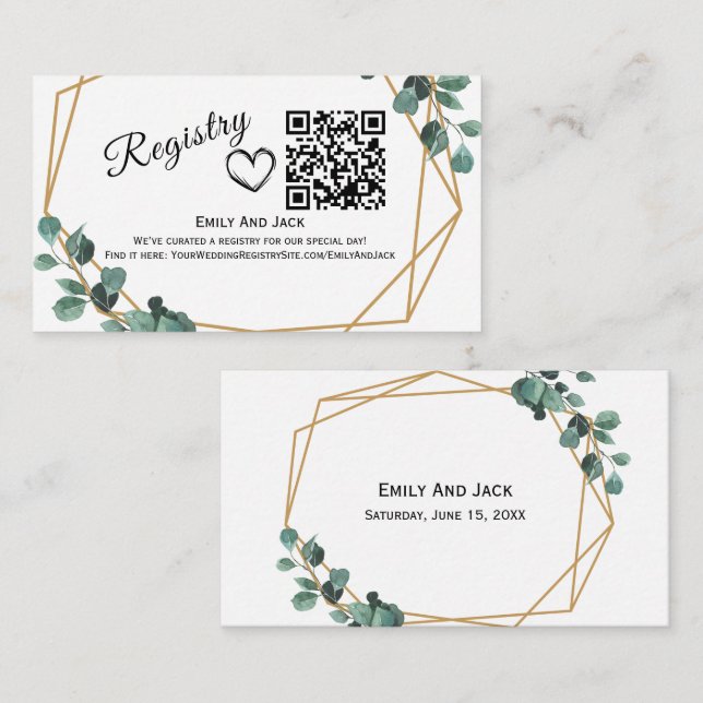 Modern Greenery QR Code Enclosure Invitation (Front/Back)