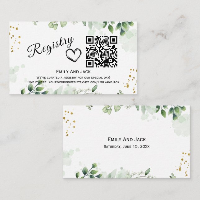 Modern Greenery QR Code Enclosure Invitation (Front/Back)
