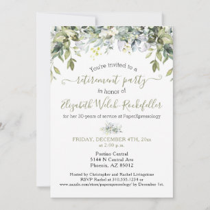 Modern Greenery Retirement Party Photo  Invitation