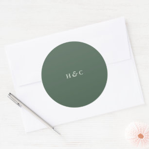 Modern Greenery Sage Moss Plain Simple Wedding Classic Round Sticker