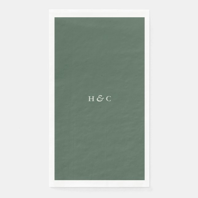 Modern Greenery Sage Moss Plain Simple Wedding Napkin (Front)