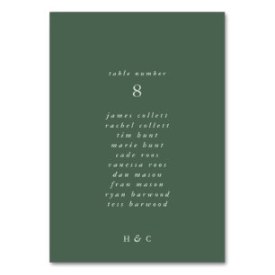 Modern Greenery Sage Moss Plain Simple Wedding Tab Table Number