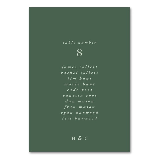 Modern Greenery Sage Moss Plain Simple Wedding Tab Table Number (Back)