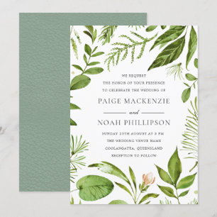Modern Greenery Summer Spring Wedding Invite