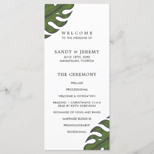 Modern Greenery Tropical Wedding Program