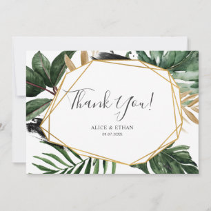 Modern Greenery Tropical Wedding Thank You Card