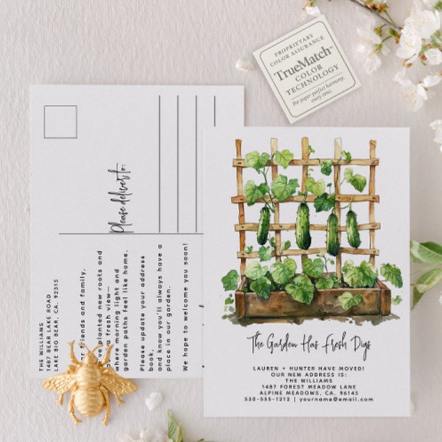 Modern Greenery Watercolor Fresh New Digs Moving Announcement Postcard (Creator Uploaded)