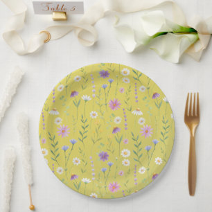 Modern Greenery Watercolor Rustic Botanical floral Paper Plate
