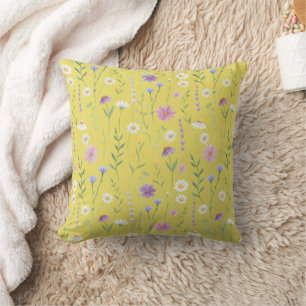 Modern Greenery Watercolor Rustic Botanical floral Throw Pillow