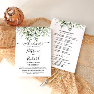 Modern Greenery Wedding Ceremony Program Card